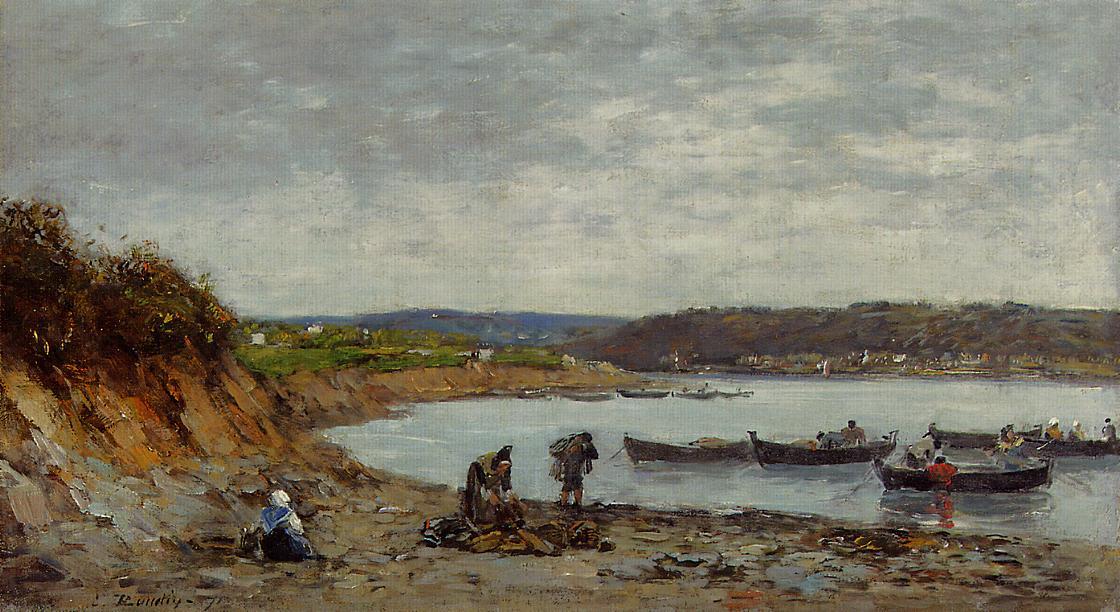 Wikioo.org – L'Encyclopédie des Beaux Arts - Peinture, Oeuvre de Eugène Louis Boudin - Brest , pêche bateaux