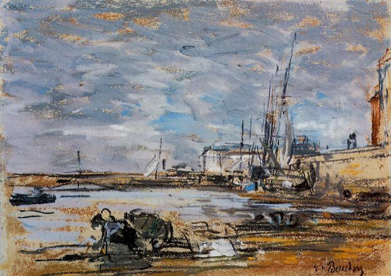 Wikioo.org - Bách khoa toàn thư về mỹ thuật - Vẽ tranh, Tác phẩm nghệ thuật Eugène Louis Boudin - Port at Low Tide