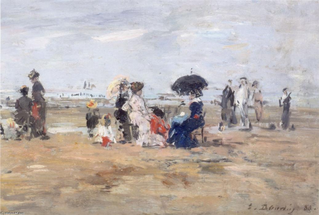 Wikioo.org – L'Encyclopédie des Beaux Arts - Peinture, Oeuvre de Eugène Louis Boudin - Trouville , scène sur la plage