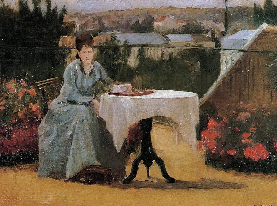 Wikioo.org - The Encyclopedia of Fine Arts - Painting, Artwork by Eva Gonzales - Afternoon Tea (aka On the Terrace)