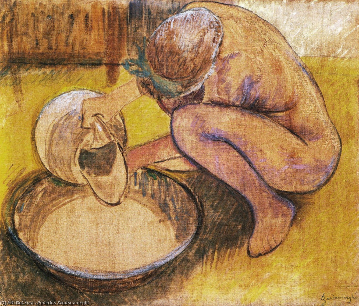 Wikioo.org - The Encyclopedia of Fine Arts - Painting, Artwork by Federico Zandomeneghi - The washtub