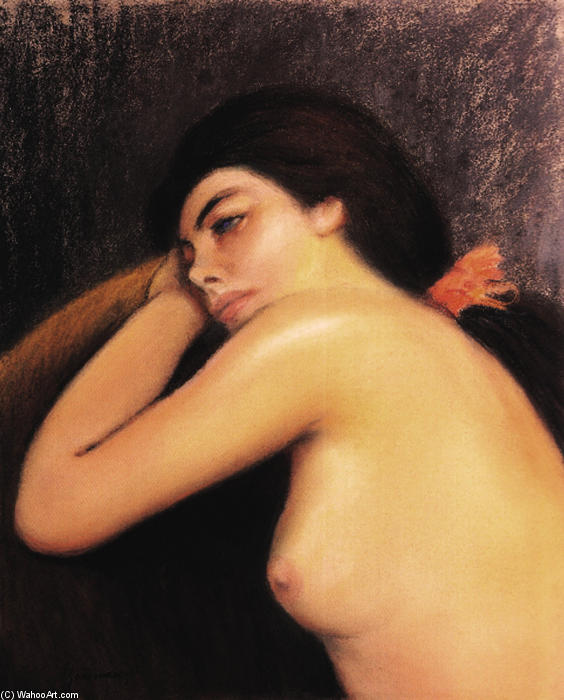 Wikioo.org – L'Enciclopedia delle Belle Arti - Pittura, Opere di Federico Zandomeneghi - torace di un giovane ragazza