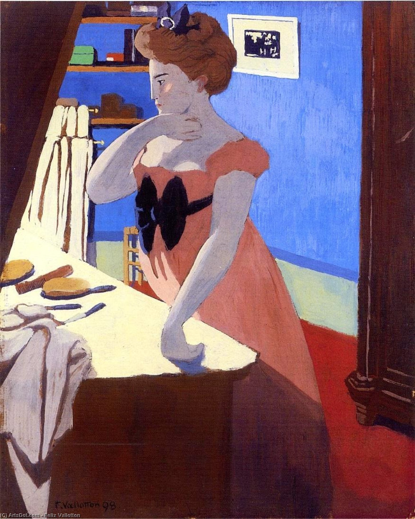 Wikioo.org - The Encyclopedia of Fine Arts - Painting, Artwork by Felix Vallotton - Misia at Her Dressing Table