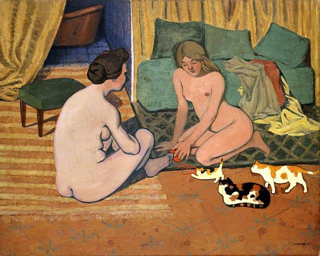 WikiOO.org - Enciklopedija dailės - Tapyba, meno kuriniai Felix Vallotton - Naked women to cats