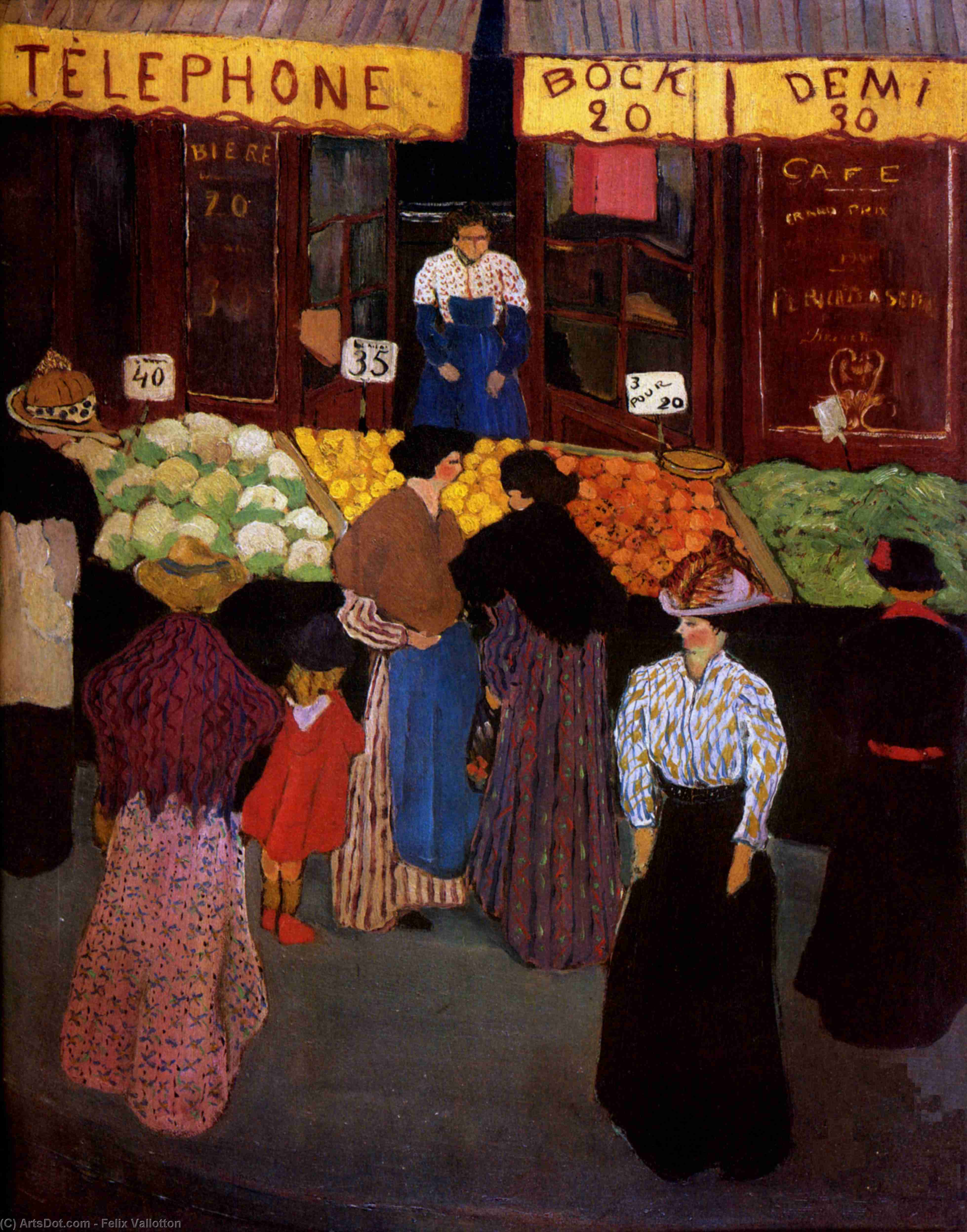 Wikioo.org - The Encyclopedia of Fine Arts - Painting, Artwork by Felix Vallotton - At the Market