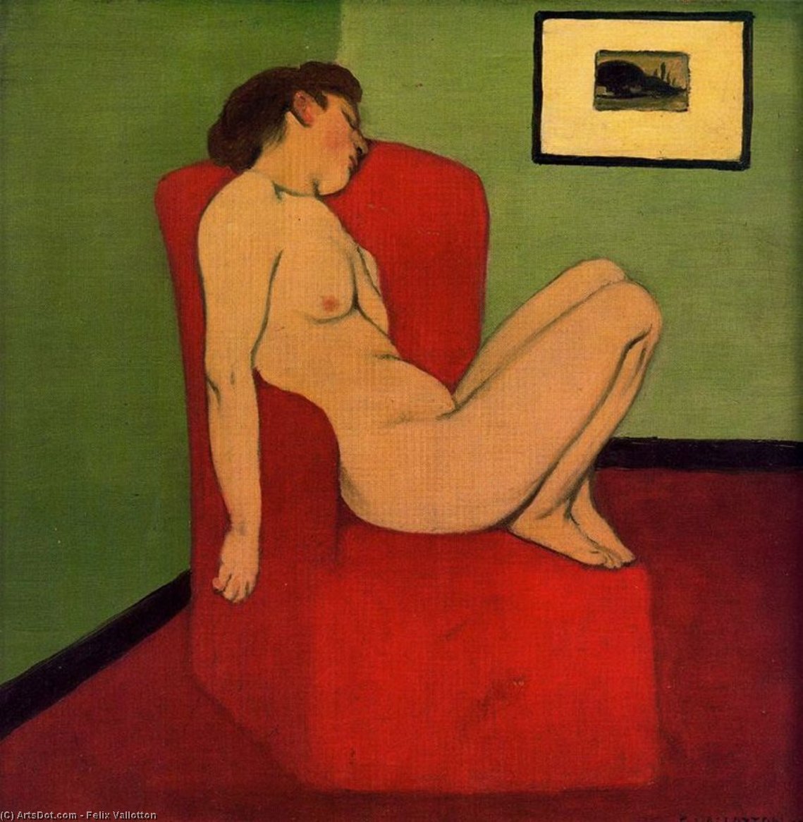 Wikioo.org – L'Encyclopédie des Beaux Arts - Peinture, Oeuvre de Felix Vallotton - assis nu féminin