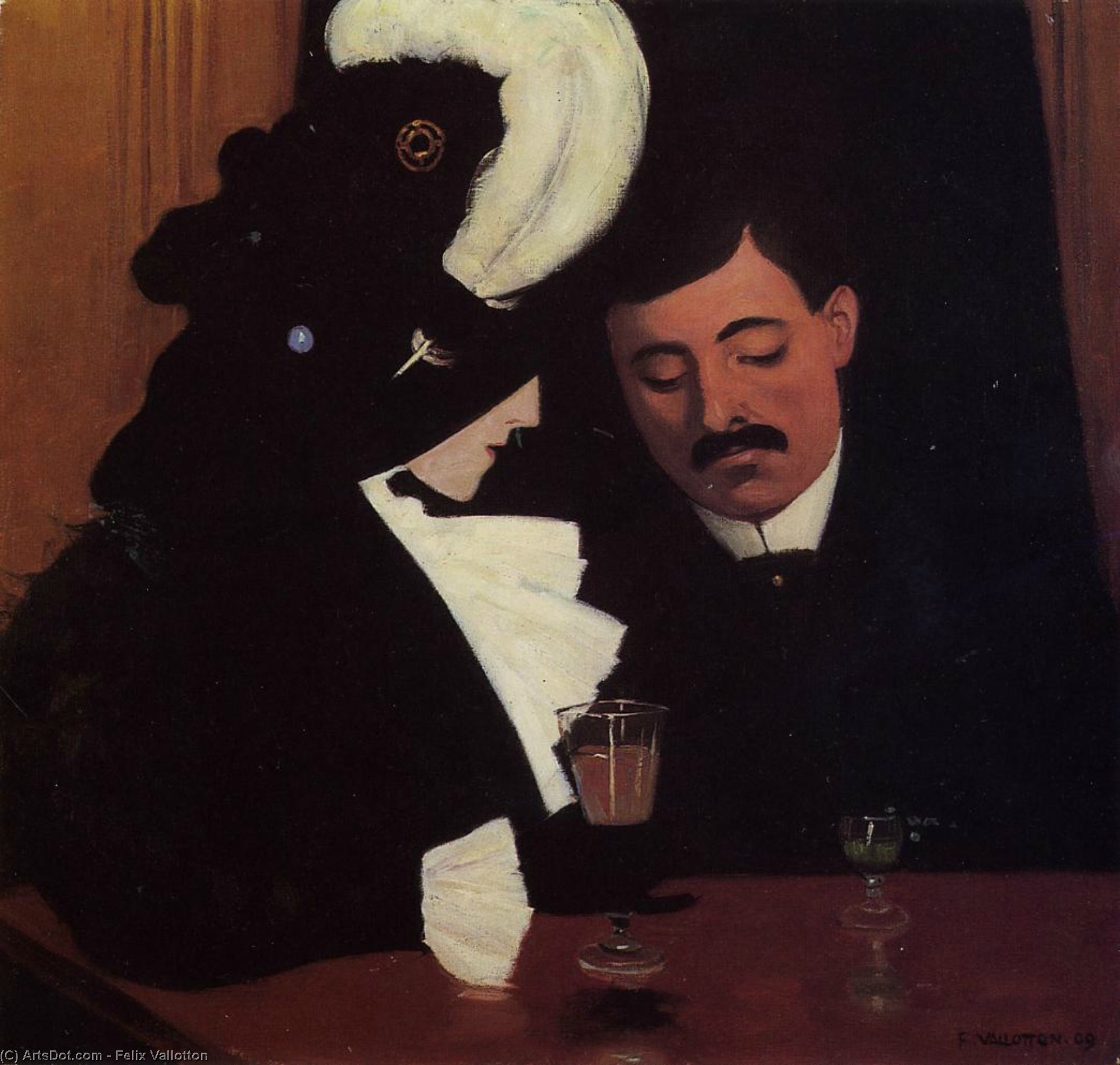WikiOO.org - Encyclopedia of Fine Arts - Festés, Grafika Felix Vallotton - At the Cafe (also known as The Provincial)