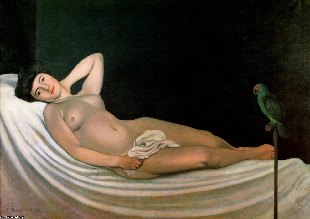Wikioo.org - The Encyclopedia of Fine Arts - Painting, Artwork by Felix Vallotton - The Woman with the Parrot