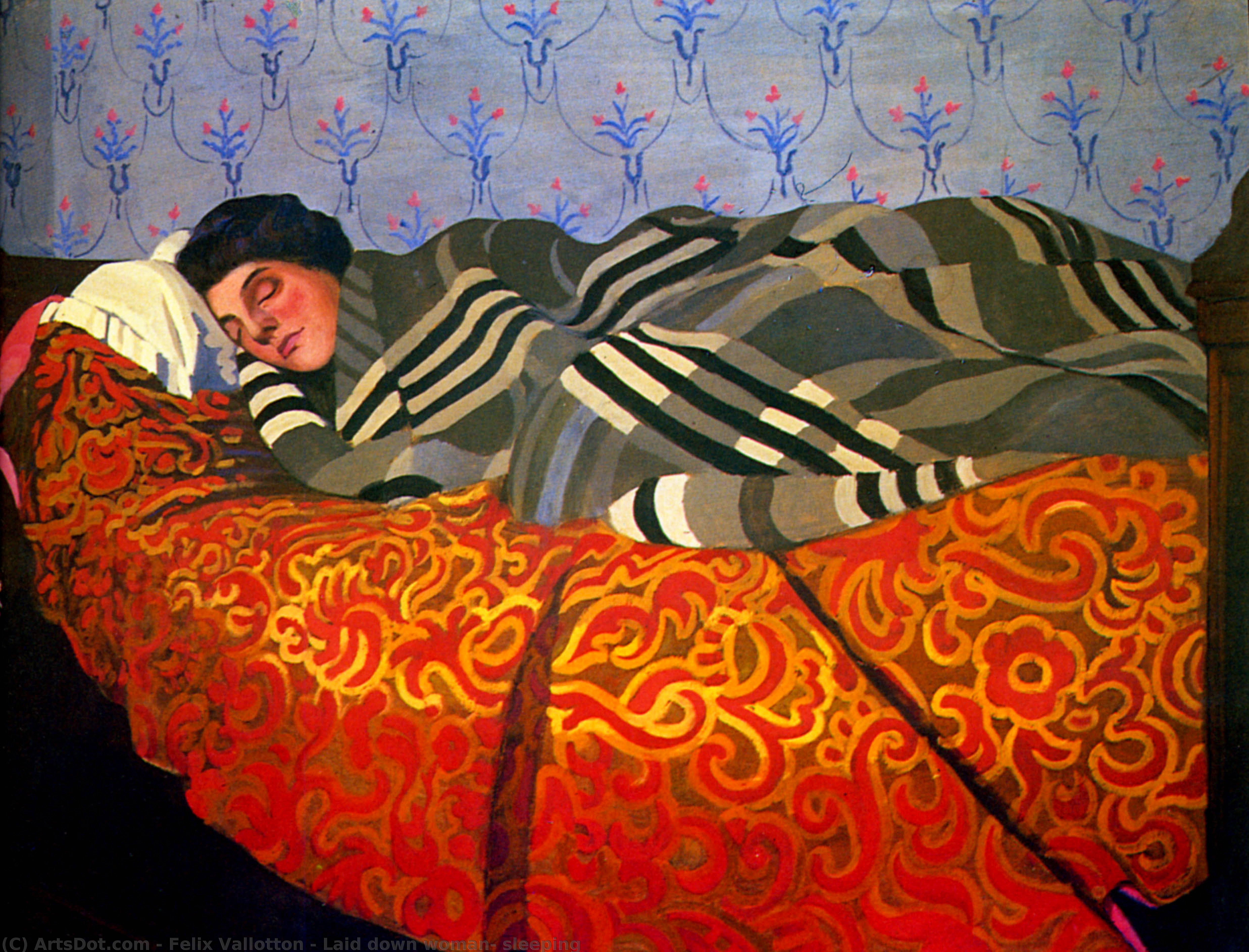 Wikoo.org - موسوعة الفنون الجميلة - اللوحة، العمل الفني Felix Vallotton - Laid down woman, sleeping