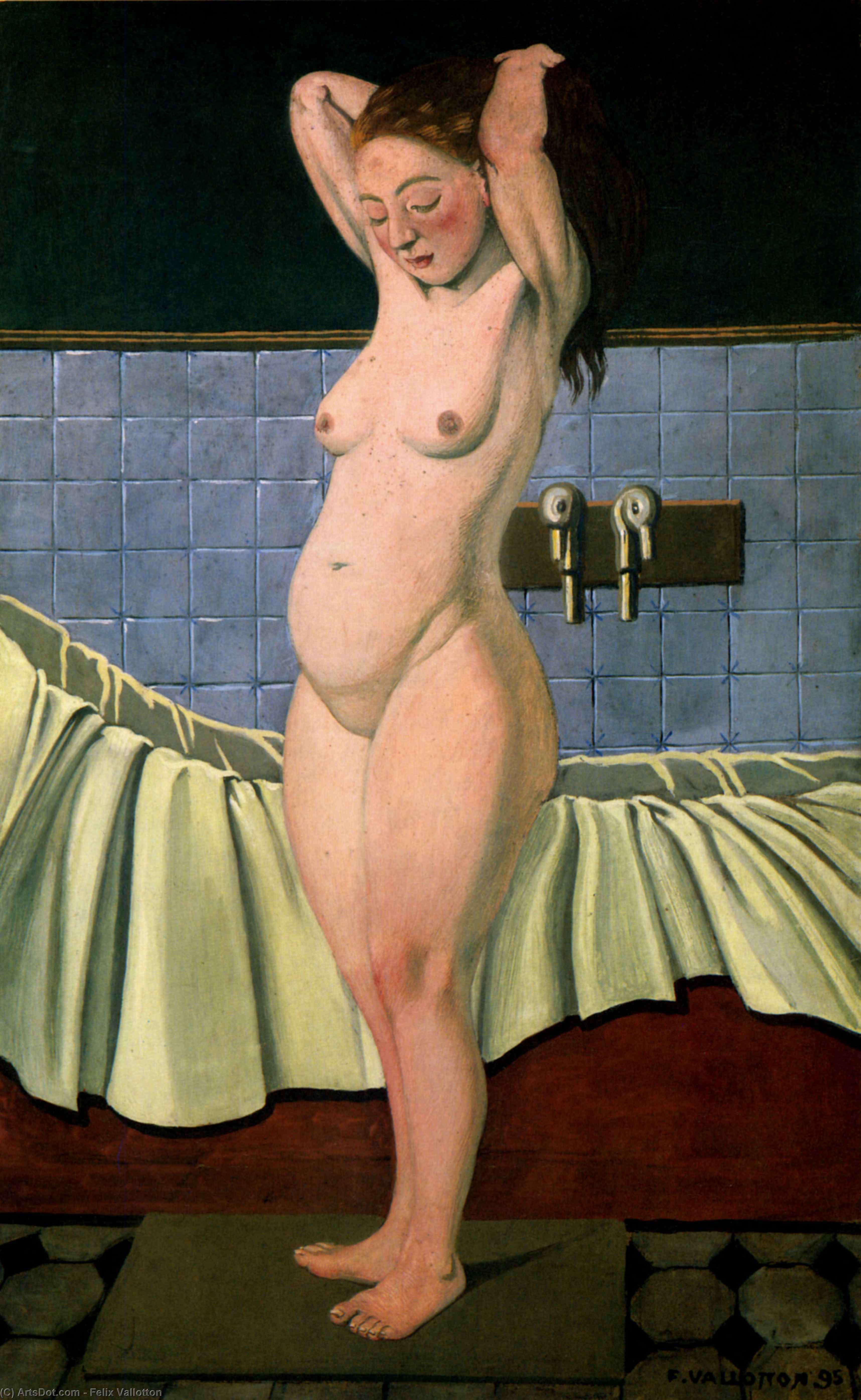 Wikioo.org - The Encyclopedia of Fine Arts - Painting, Artwork by Felix Vallotton - Woman aiu being capped Bath