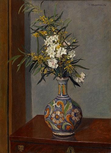 Wikioo.org - The Encyclopedia of Fine Arts - Painting, Artwork by Felix Vallotton - White flowers in a vase decorated