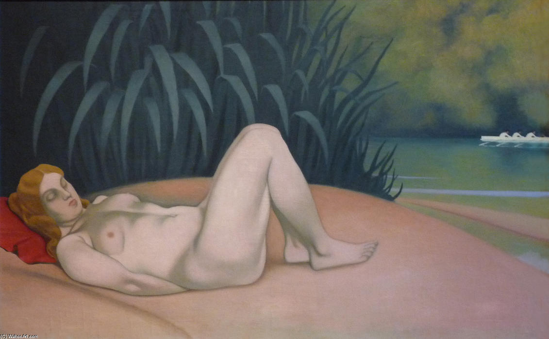 Wikioo.org – L'Encyclopédie des Beaux Arts - Peinture, Oeuvre de Felix Vallotton - Nue woman sleeping at le edge of le eau