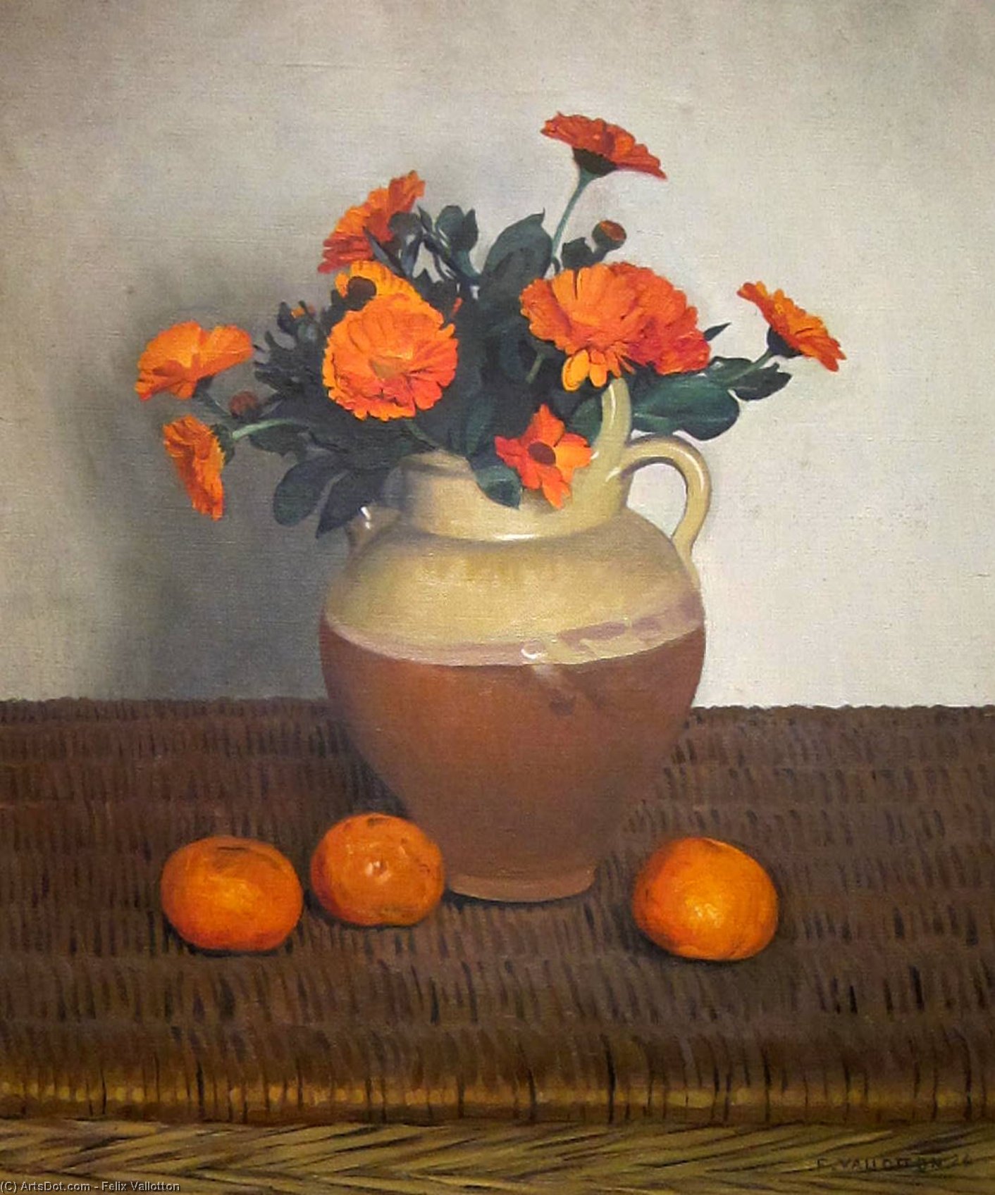 Wikoo.org - موسوعة الفنون الجميلة - اللوحة، العمل الفني Felix Vallotton - Marigolds and Tangerines