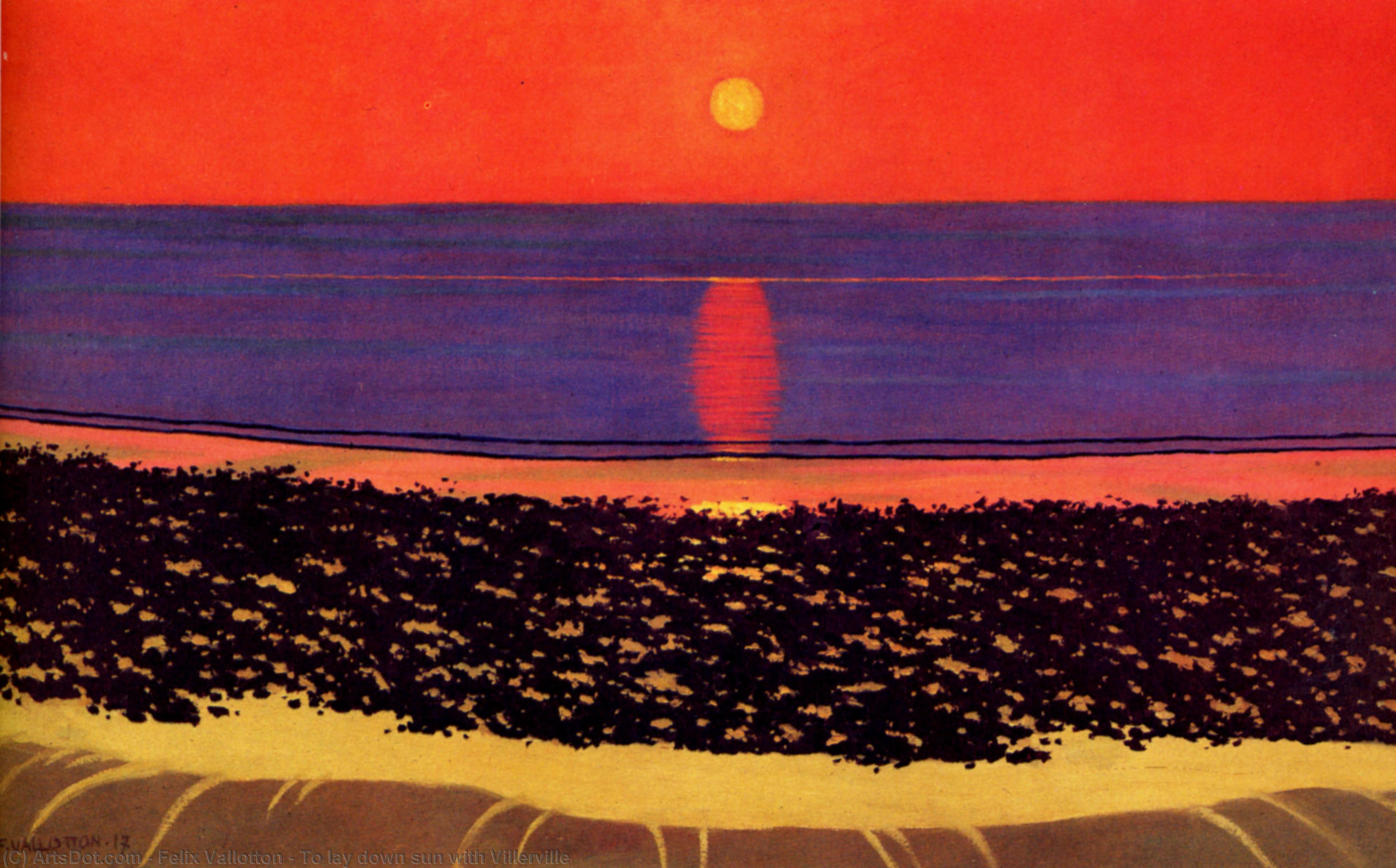 Wikioo.org - The Encyclopedia of Fine Arts - Painting, Artwork by Felix Vallotton - To lay down sun with Villerville