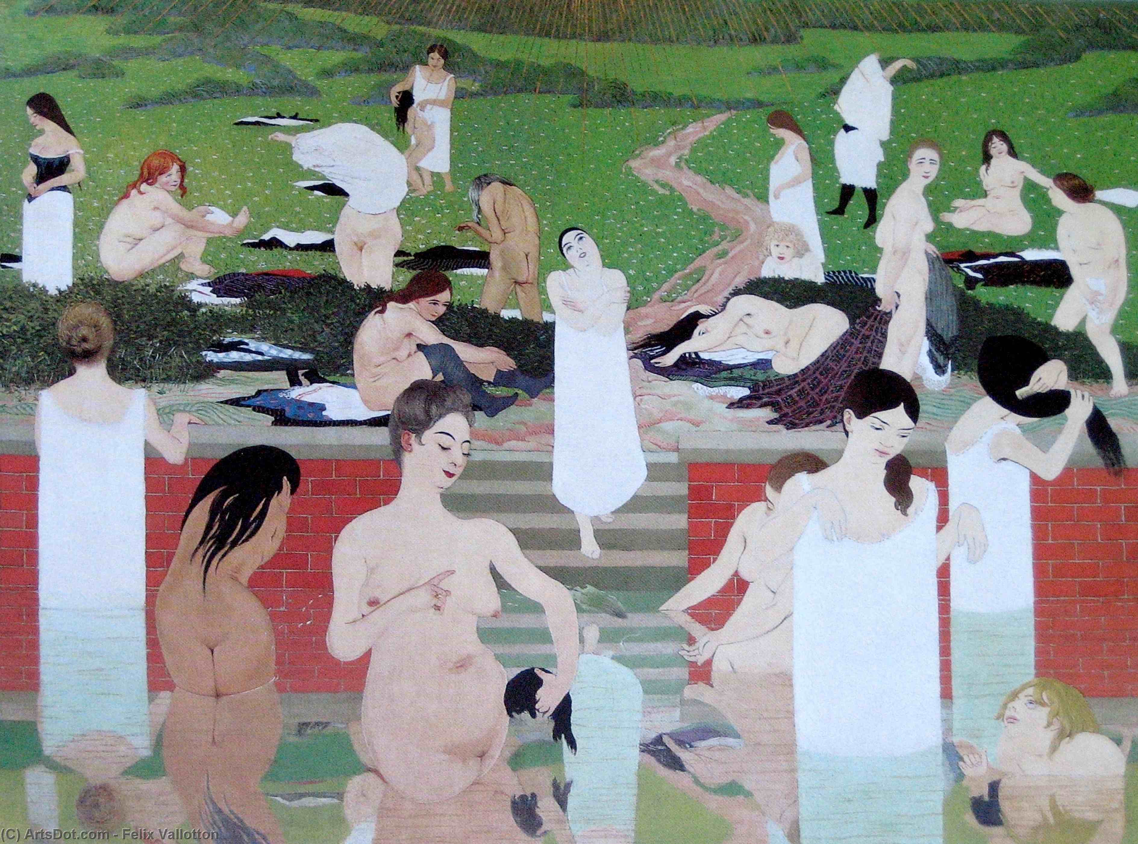 Wikioo.org – L'Encyclopédie des Beaux Arts - Peinture, Oeuvre de Felix Vallotton - Le bain été  soir le