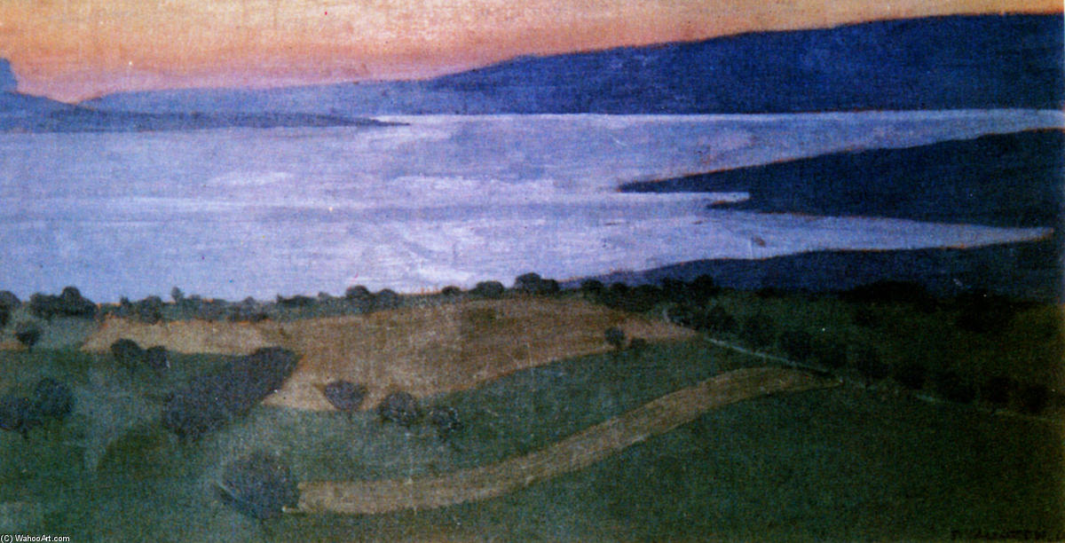 WikiOO.org - Encyclopedia of Fine Arts - Malba, Artwork Felix Vallotton - The Lake Lema, effect of the evening