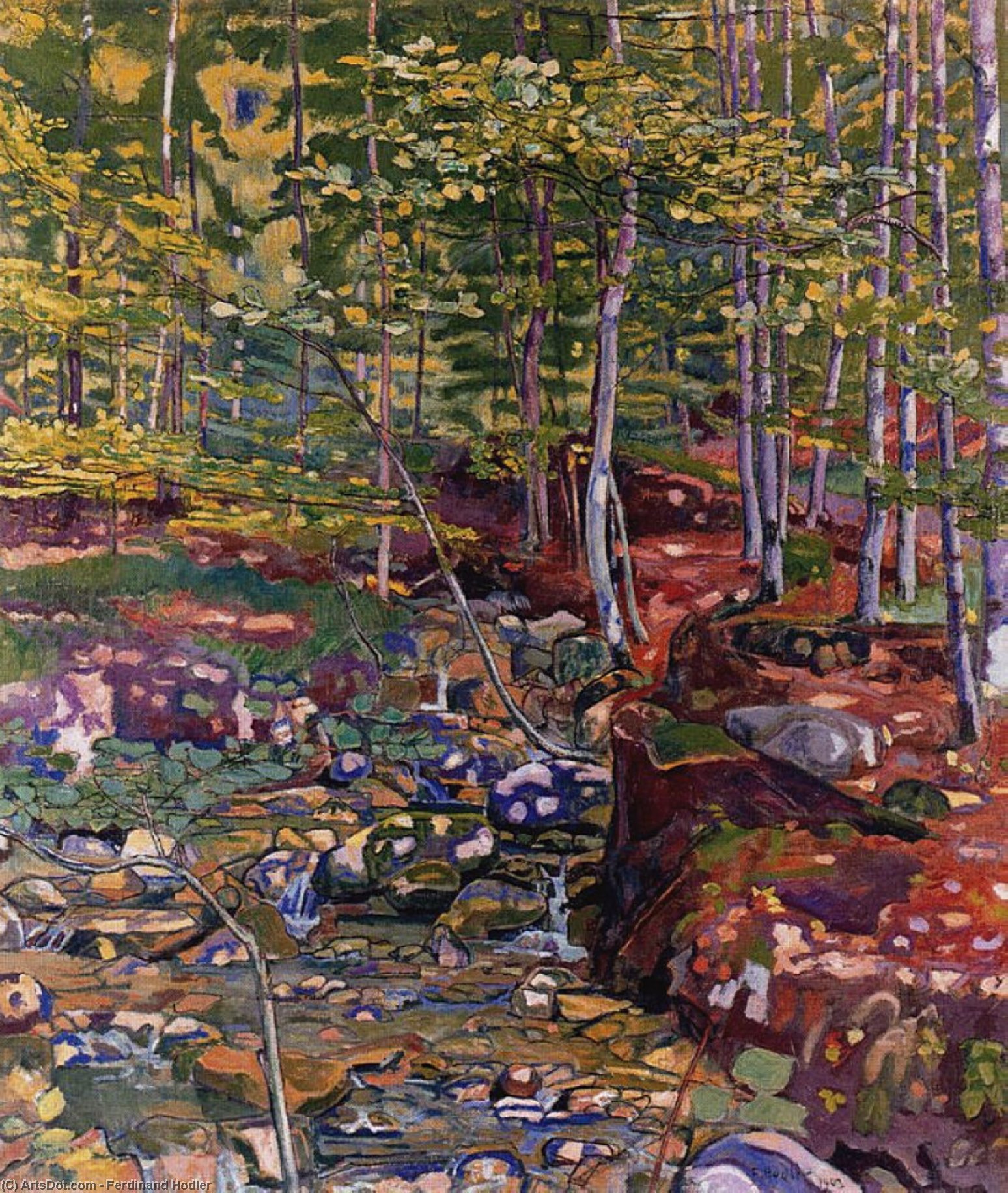 WikiOO.org - Encyclopedia of Fine Arts - Schilderen, Artwork Ferdinand Hodler - The Forest near Reichenbach