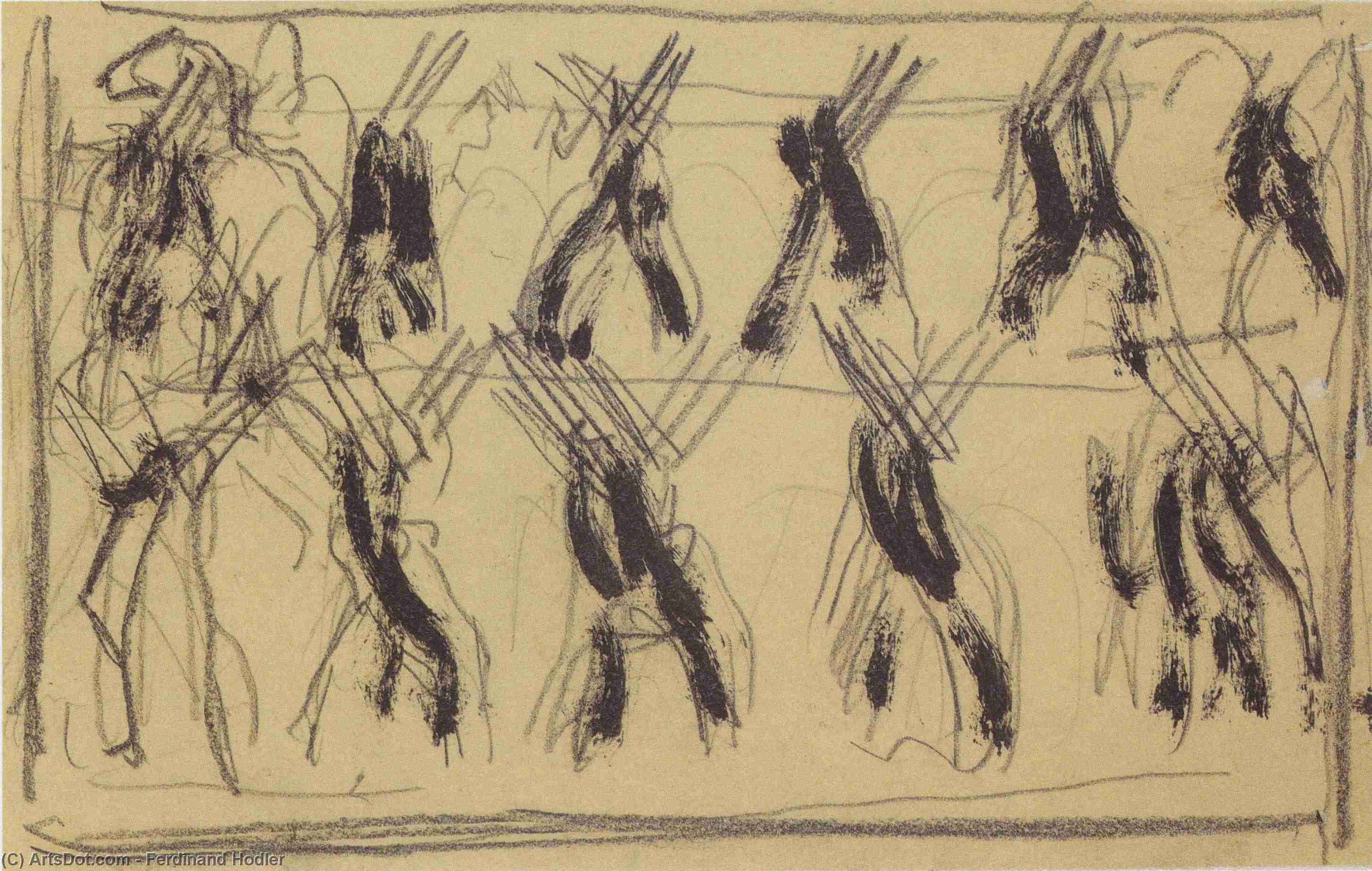 WikiOO.org - Encyclopedia of Fine Arts - Malba, Artwork Ferdinand Hodler - Pulling soldiers
