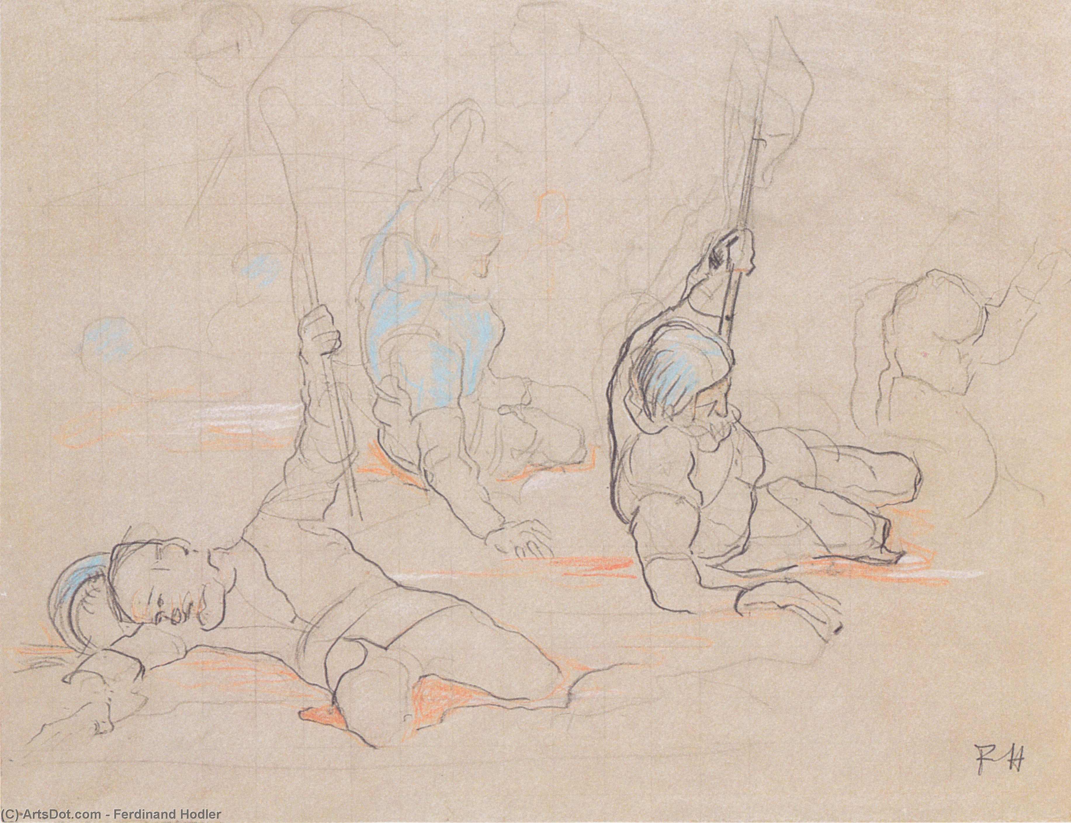 WikiOO.org - Encyclopedia of Fine Arts - Målning, konstverk Ferdinand Hodler - The wounded standard bearer Hans Baer