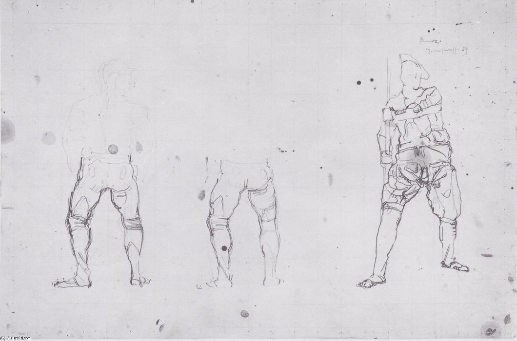 WikiOO.org - Encyclopedia of Fine Arts - Maleri, Artwork Ferdinand Hodler - Warrior figures from the rear and front