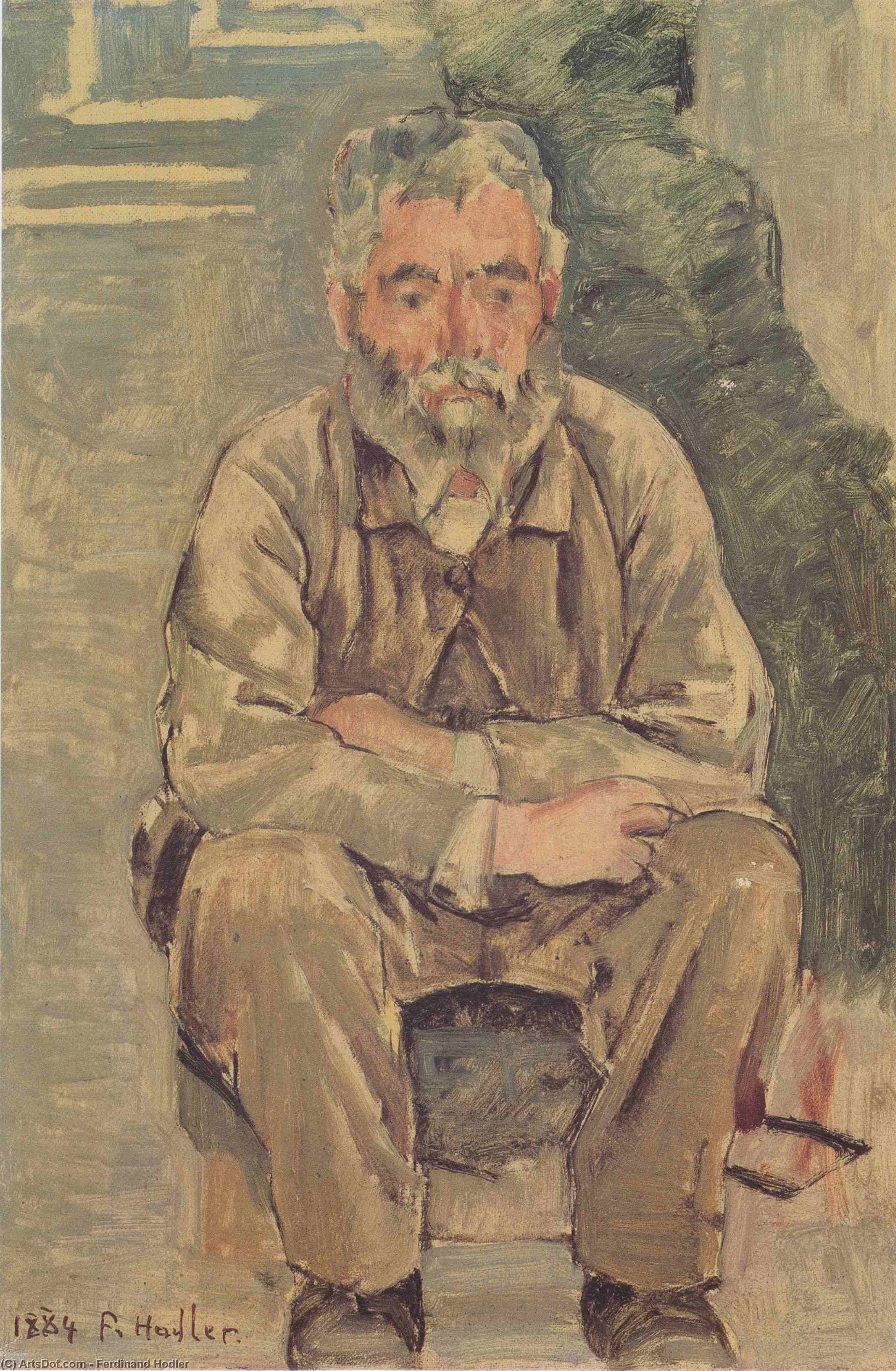 Wikioo.org - The Encyclopedia of Fine Arts - Painting, Artwork by Ferdinand Hodler - Seated bearded man