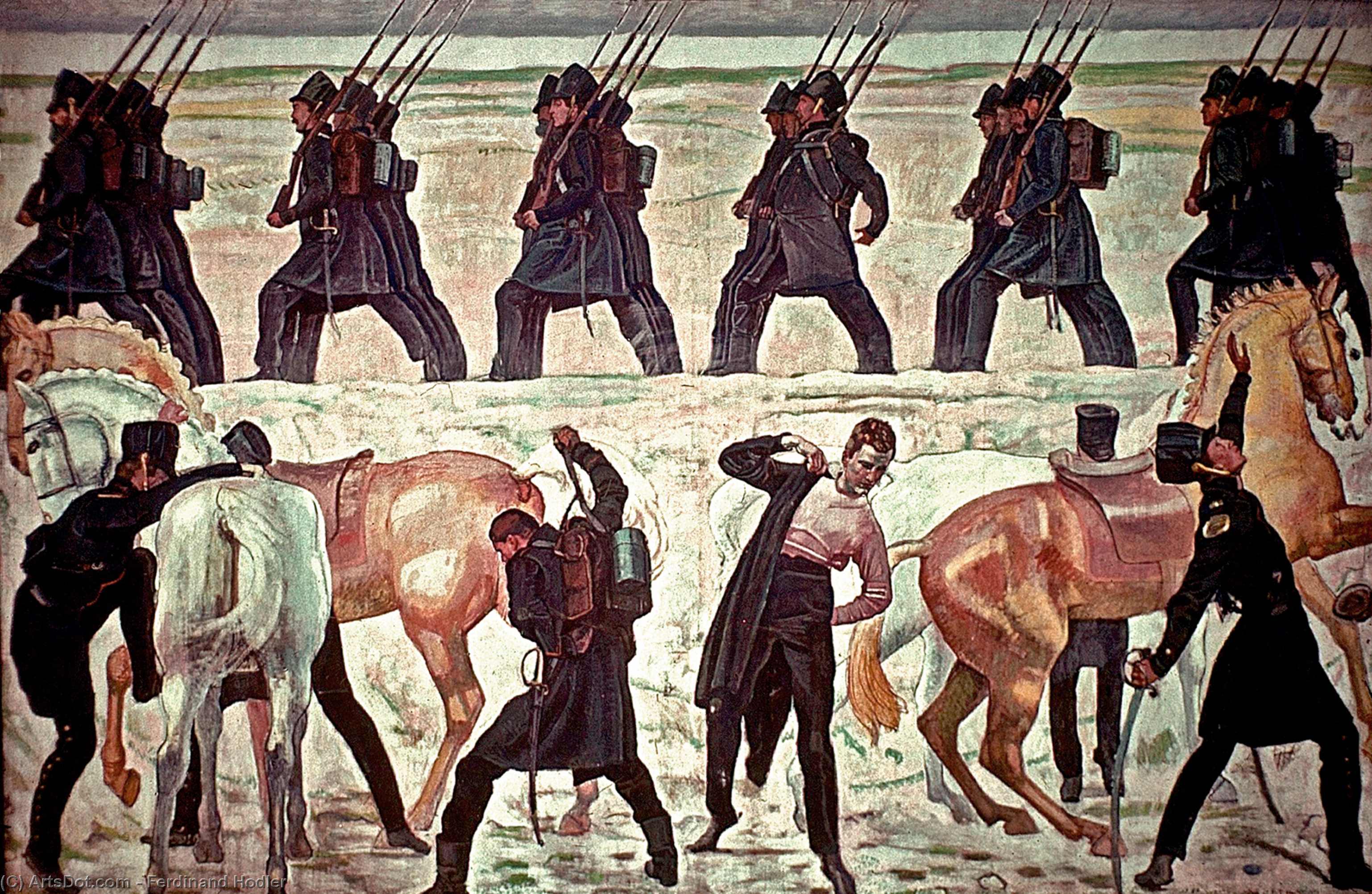 WikiOO.org - Енциклопедия за изящни изкуства - Живопис, Произведения на изкуството Ferdinand Hodler - Jena Students Depart for the War of Liberation, 1813