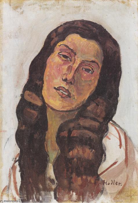 WikiOO.org - אנציקלופדיה לאמנויות יפות - ציור, יצירות אמנות Ferdinand Hodler - Valentine Gode Darel, with disheveled hair