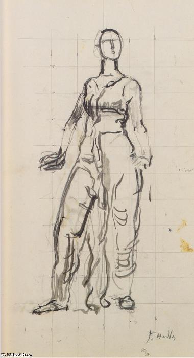 WikiOO.org - Encyclopedia of Fine Arts - Schilderen, Artwork Ferdinand Hodler - Standing draped figure