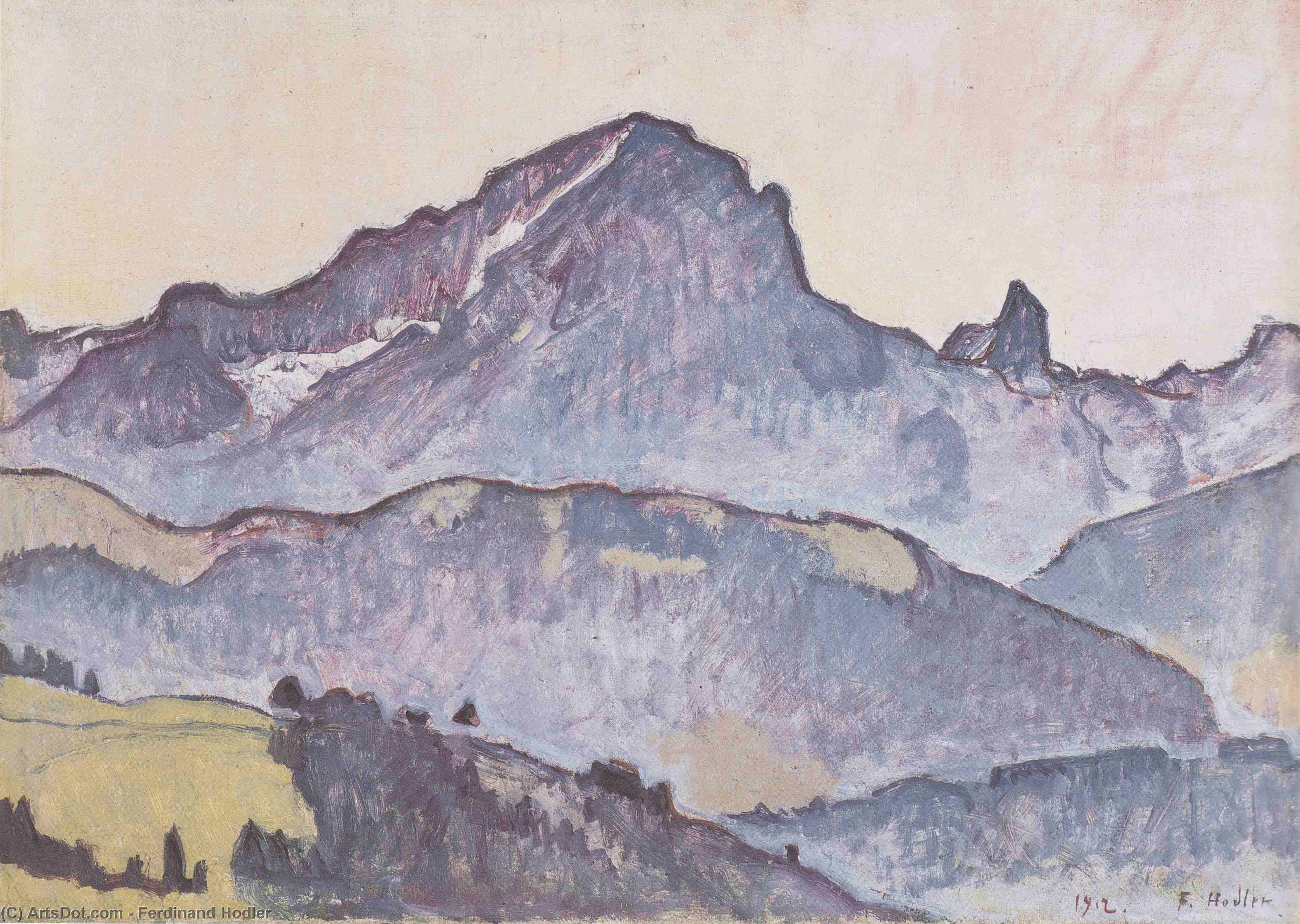 WikiOO.org - Encyclopedia of Fine Arts - Lukisan, Artwork Ferdinand Hodler - From Le Grand Muveran Villars
