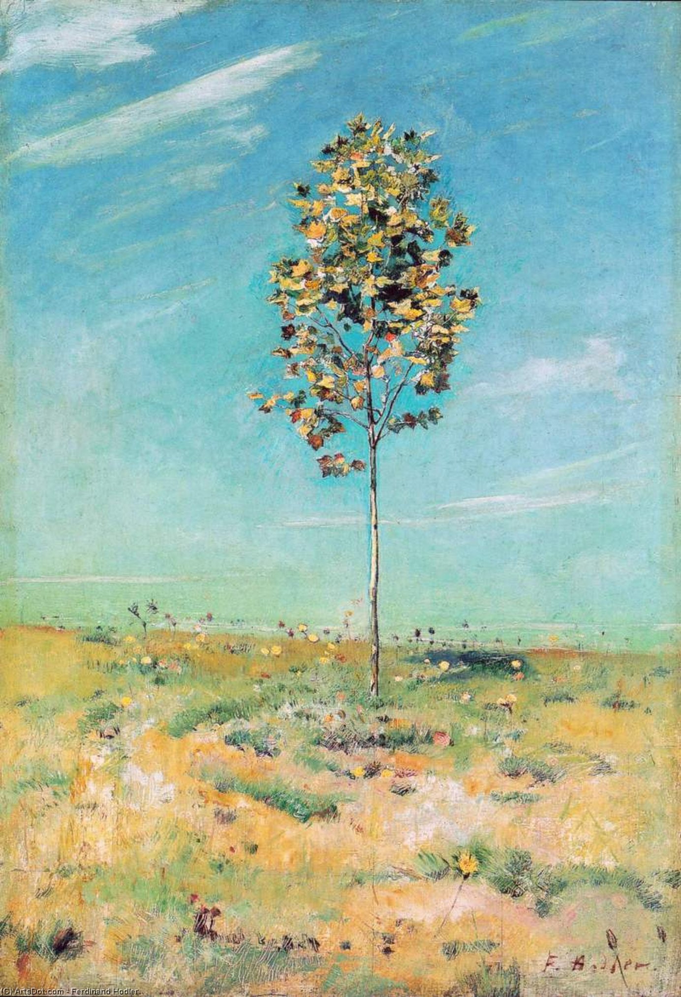 WikiOO.org - Encyclopedia of Fine Arts - Lukisan, Artwork Ferdinand Hodler - The Small Plantane