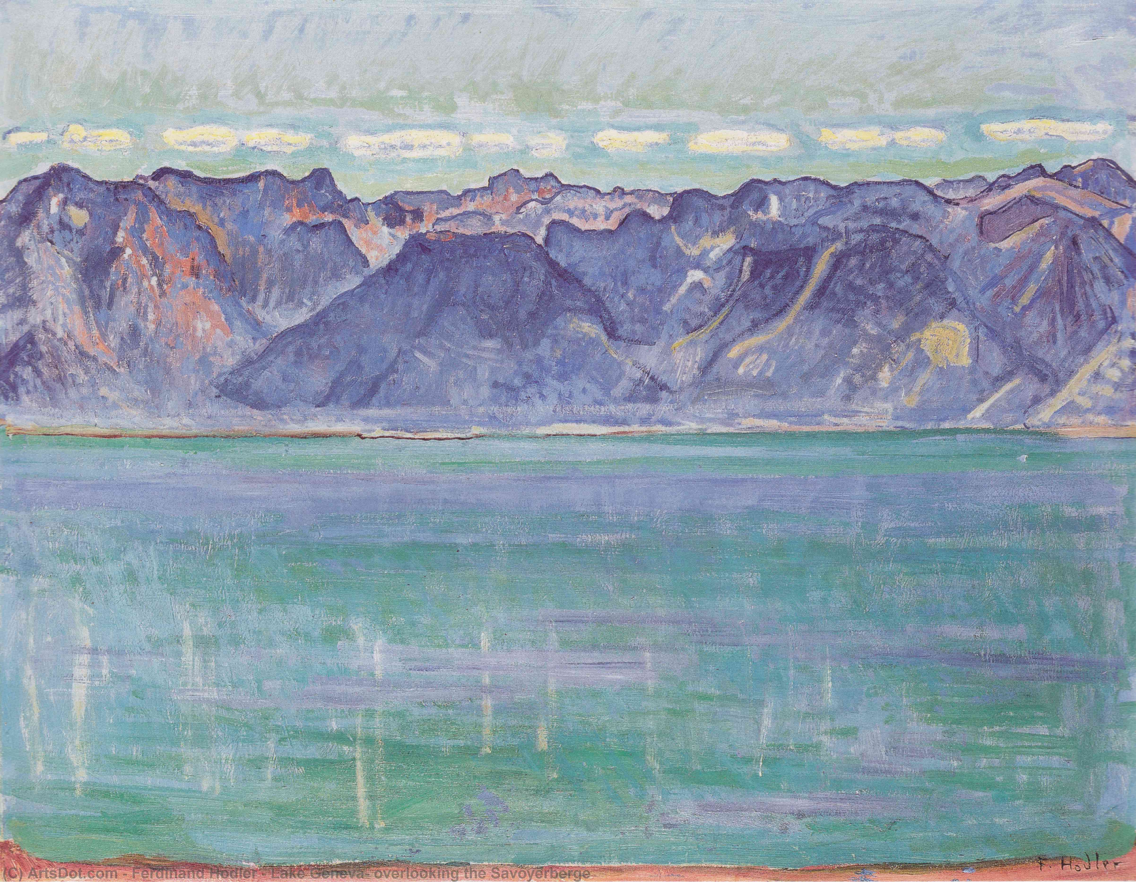 Wikioo.org - The Encyclopedia of Fine Arts - Painting, Artwork by Ferdinand Hodler - Lake Geneva, overlooking the Savoyerberge