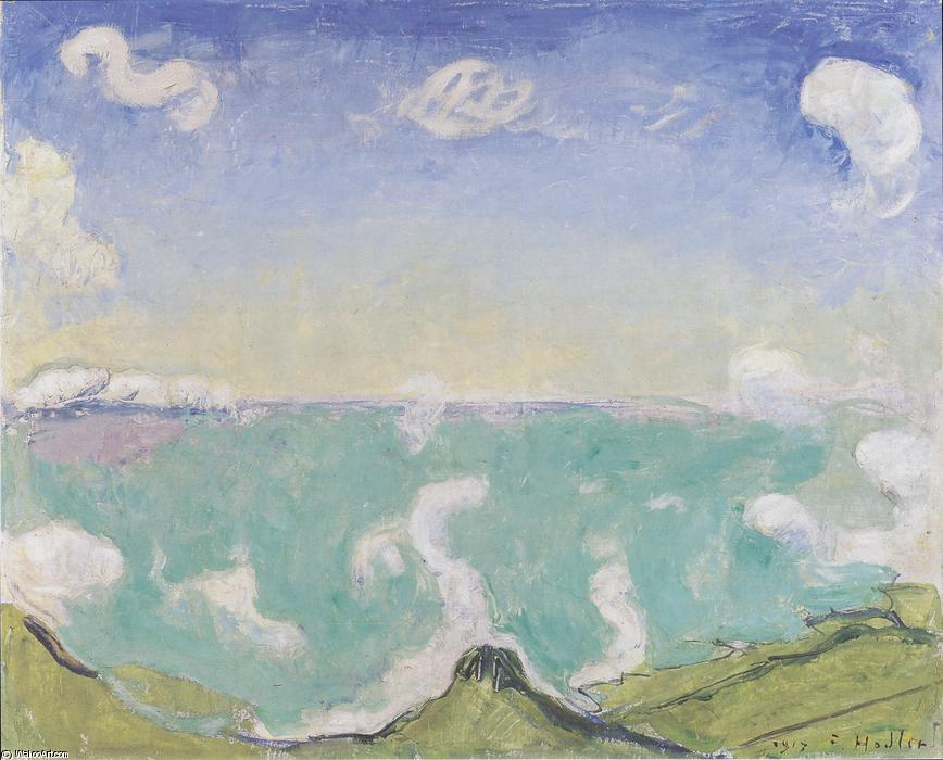 Wikioo.org – L'Enciclopedia delle Belle Arti - Pittura, Opere di Ferdinand Hodler - Paesaggio a Caux con l aumentare le nubi