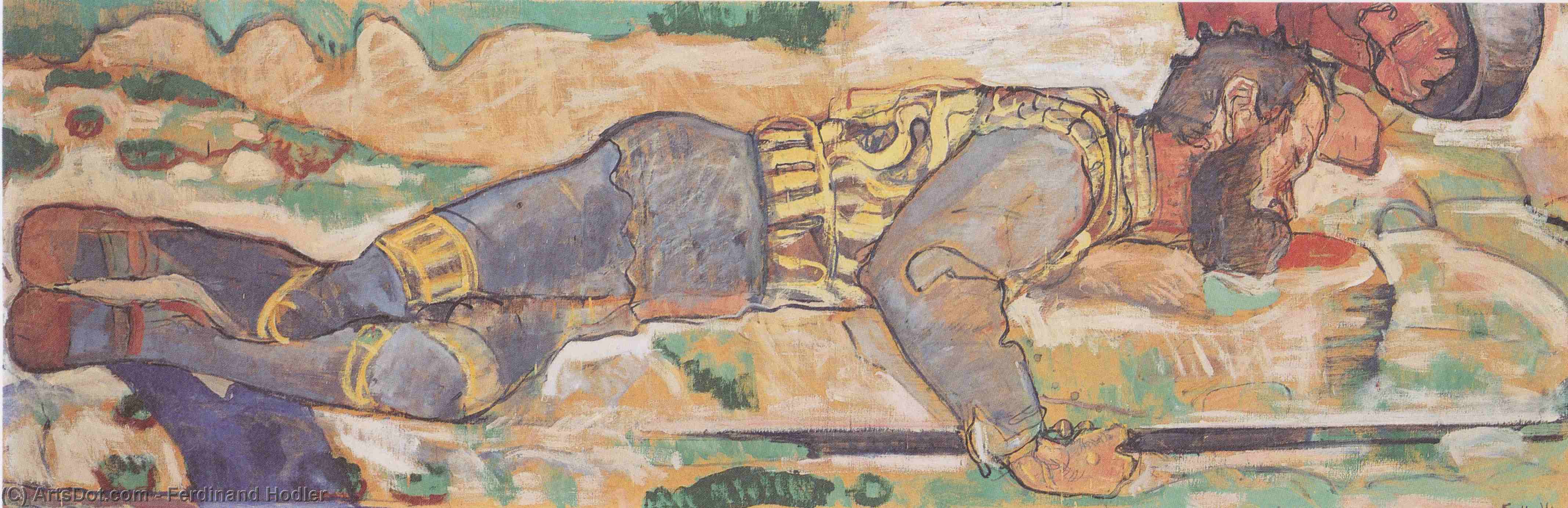 Wikioo.org - Bách khoa toàn thư về mỹ thuật - Vẽ tranh, Tác phẩm nghệ thuật Ferdinand Hodler - Dying Warrior