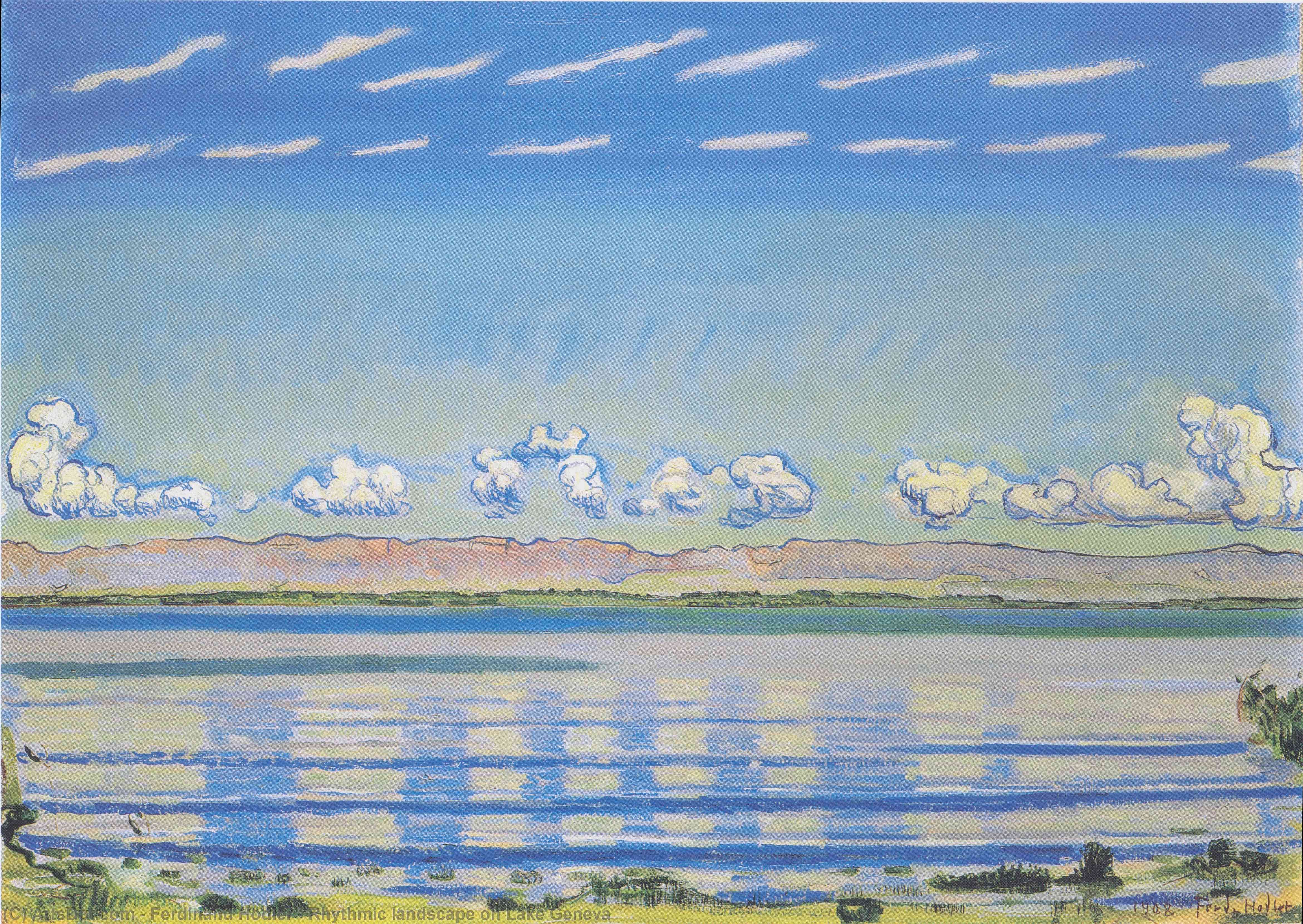 Wikioo.org – L'Enciclopedia delle Belle Arti - Pittura, Opere di Ferdinand Hodler - Paesaggio ritmico sul lago di Ginevra