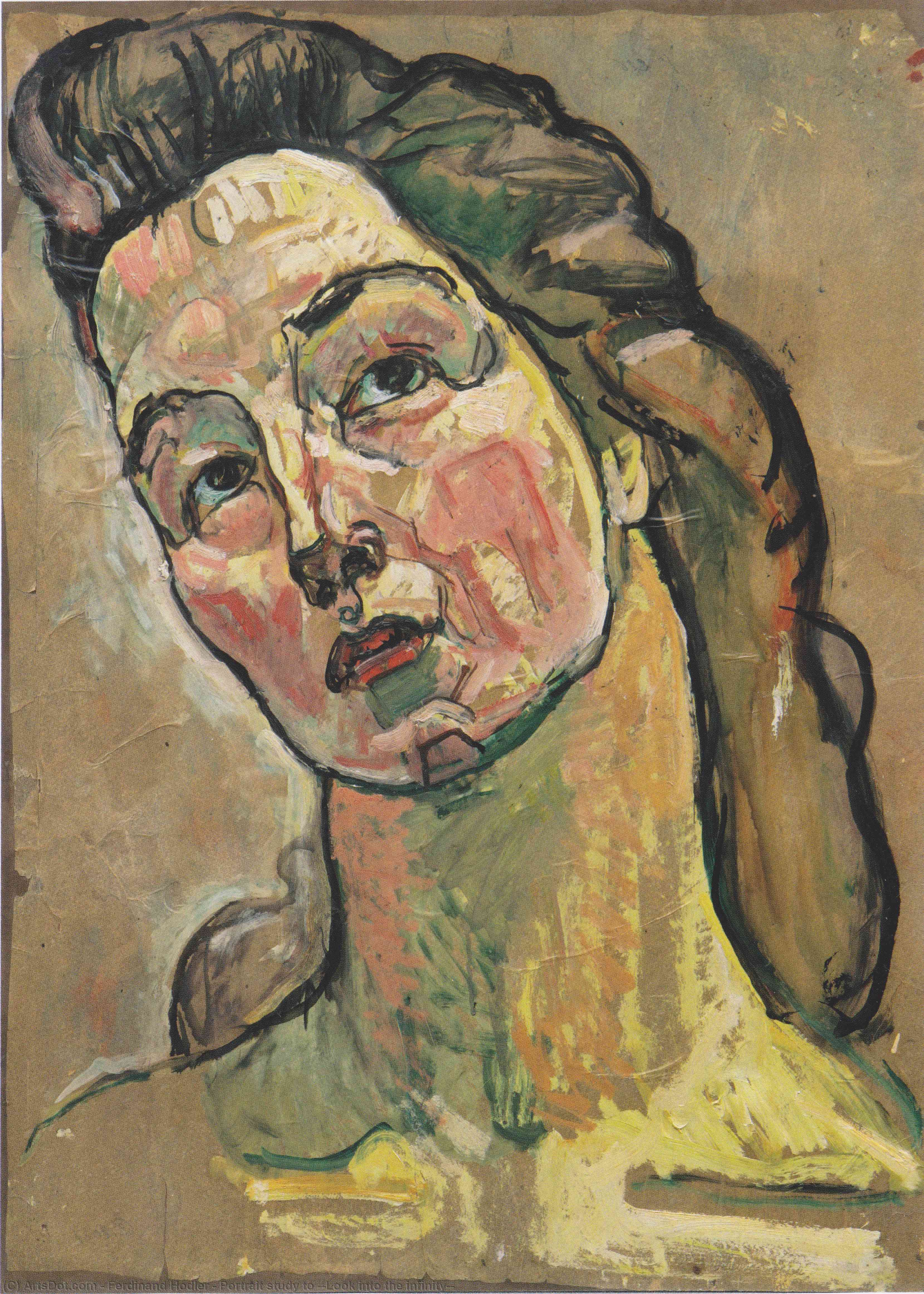 WikiOO.org - אנציקלופדיה לאמנויות יפות - ציור, יצירות אמנות Ferdinand Hodler - Portrait study to ''Look into the infinity''
