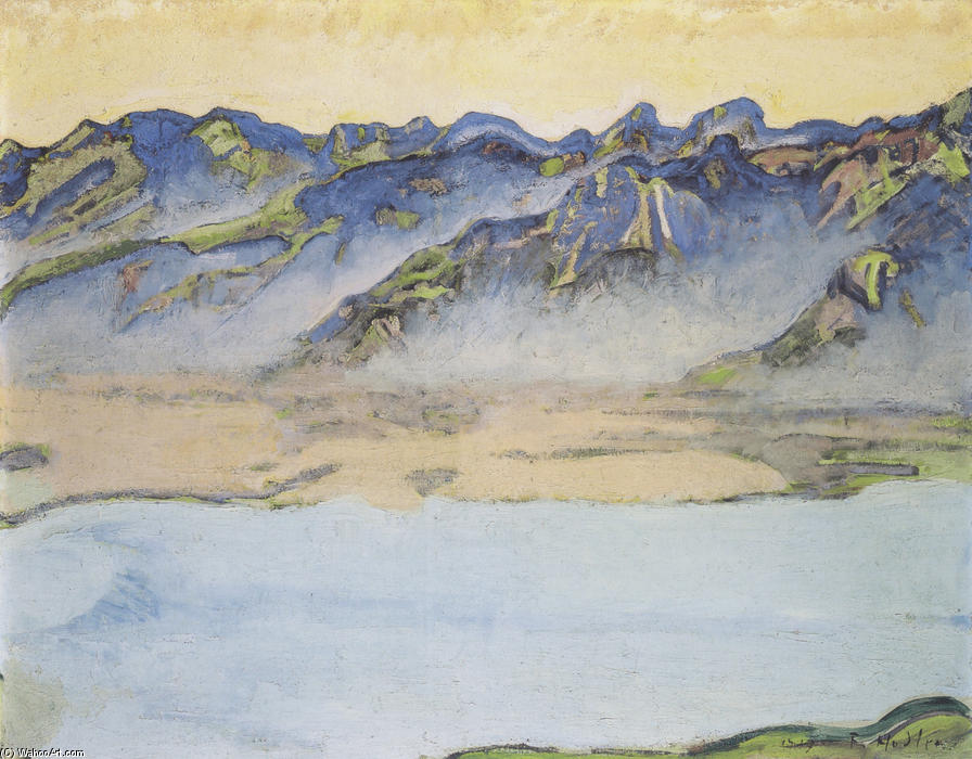 WikiOO.org - Encyclopedia of Fine Arts - Maalaus, taideteos Ferdinand Hodler - Rising mist over the Savoy Alps