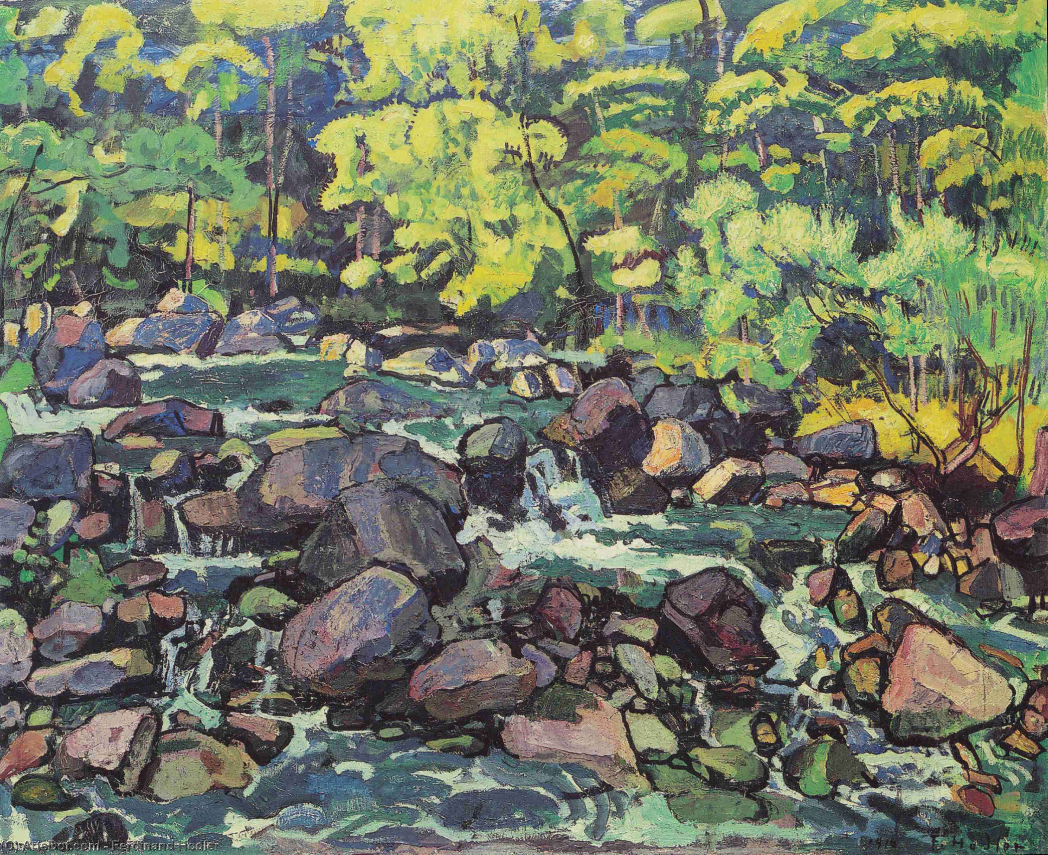 Wikioo.org - The Encyclopedia of Fine Arts - Painting, Artwork by Ferdinand Hodler - Forest Stream at Champery