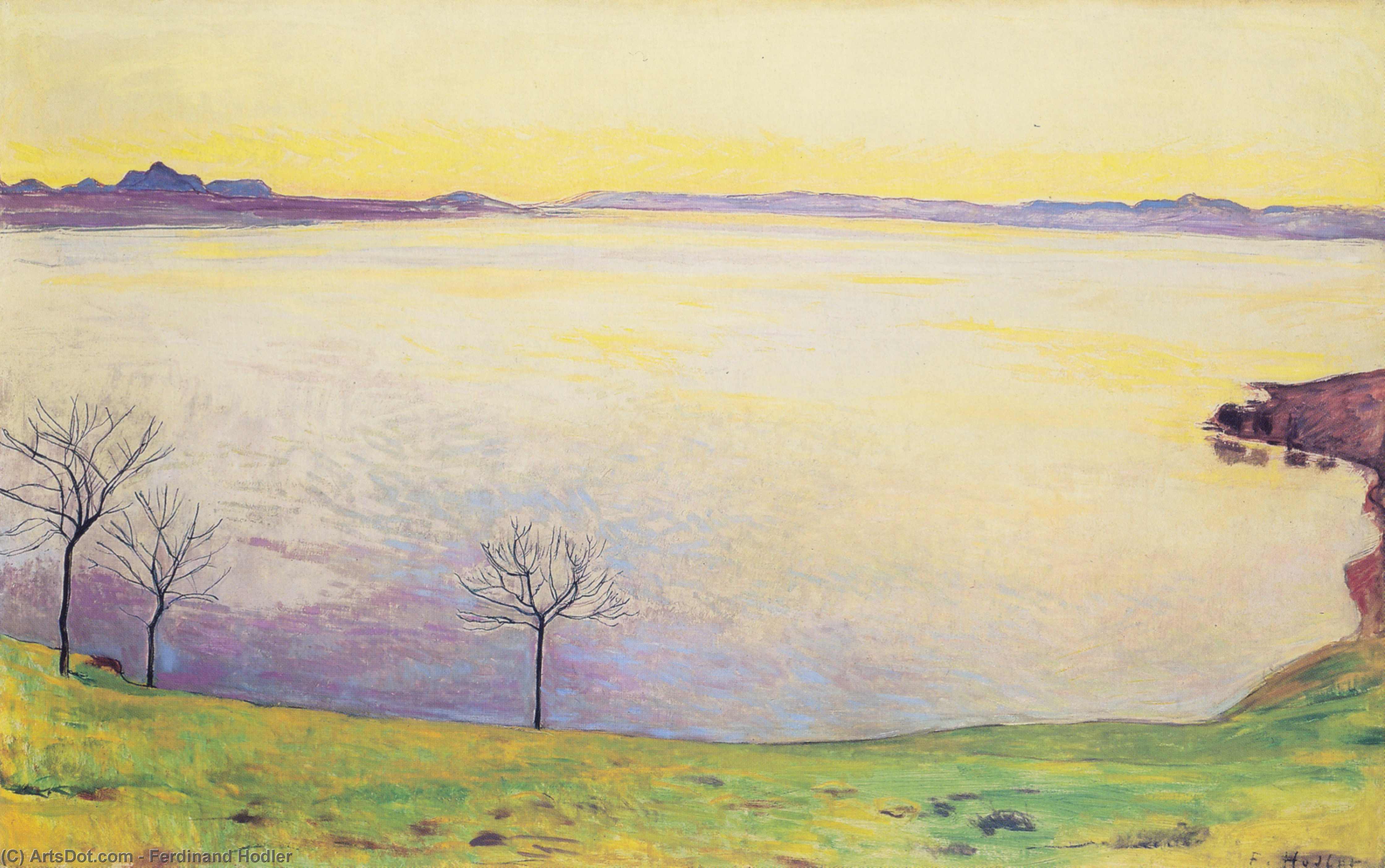 WikiOO.org - دایره المعارف هنرهای زیبا - نقاشی، آثار هنری Ferdinand Hodler - Lake Geneva in Chexbres