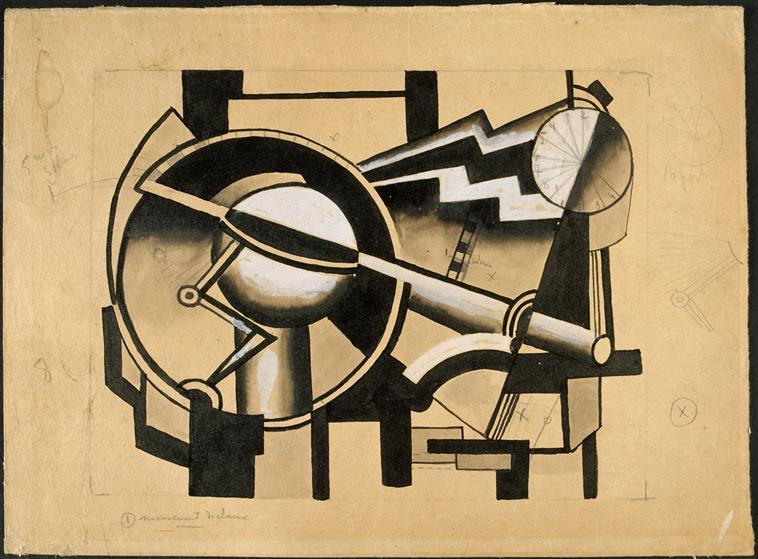 Wikioo.org - สารานุกรมวิจิตรศิลป์ - จิตรกรรม Fernand Leger - Composition Mechanical Movement cart
