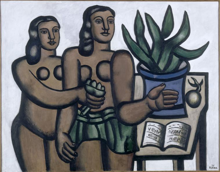 WikiOO.org - Encyclopedia of Fine Arts - Maleri, Artwork Fernand Leger - The two women in blue vase