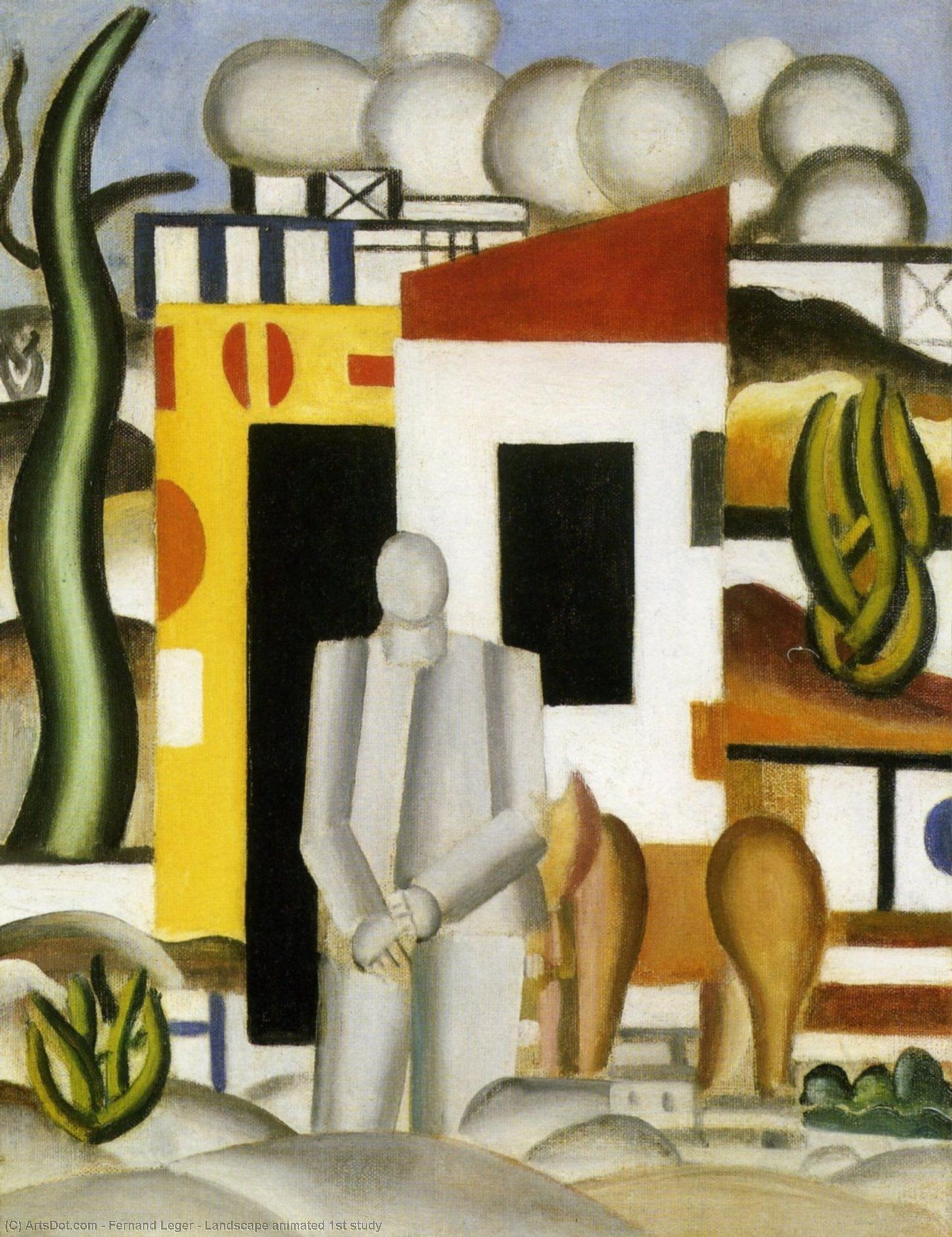 Wikioo.org - The Encyclopedia of Fine Arts - Painting, Artwork by Fernand Leger - Landscape animated 1st study