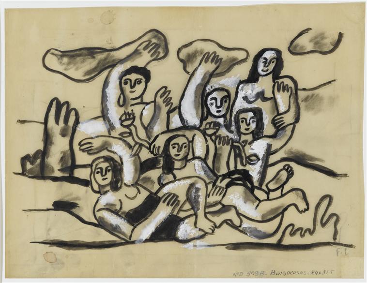 Wikioo.org - The Encyclopedia of Fine Arts - Painting, Artwork by Fernand Leger - Study for The Bathers