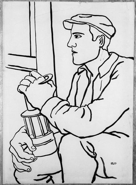 WikiOO.org - Encyclopedia of Fine Arts - Maľba, Artwork Fernand Leger - A worker with the lamp