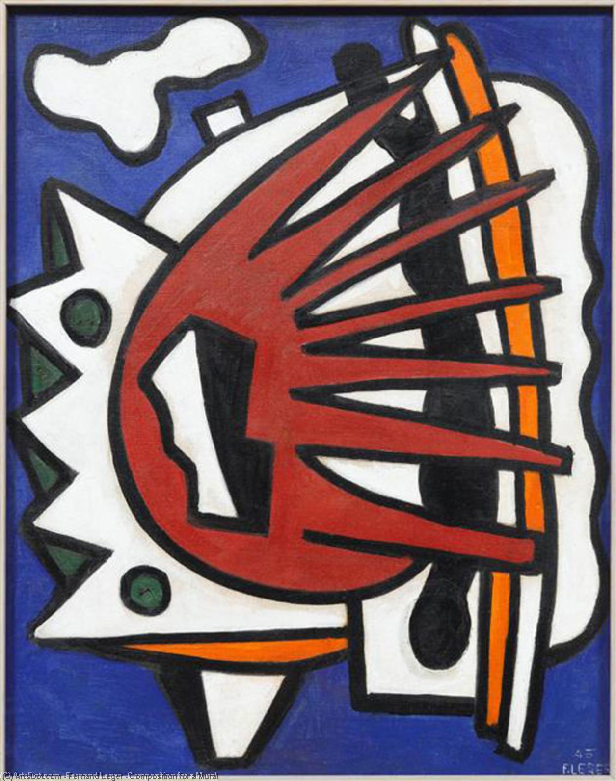 Wikioo.org - สารานุกรมวิจิตรศิลป์ - จิตรกรรม Fernand Leger - Composition for a Mural