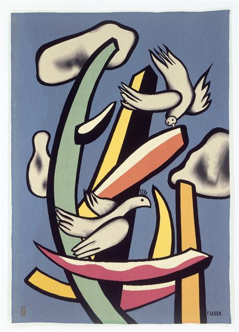 WikiOO.org - Encyclopedia of Fine Arts - Maľba, Artwork Fernand Leger - The white birds on blue background