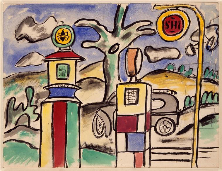 WikiOO.org - Encyclopedia of Fine Arts - Maľba, Artwork Fernand Leger - The gas station (study for the city)
