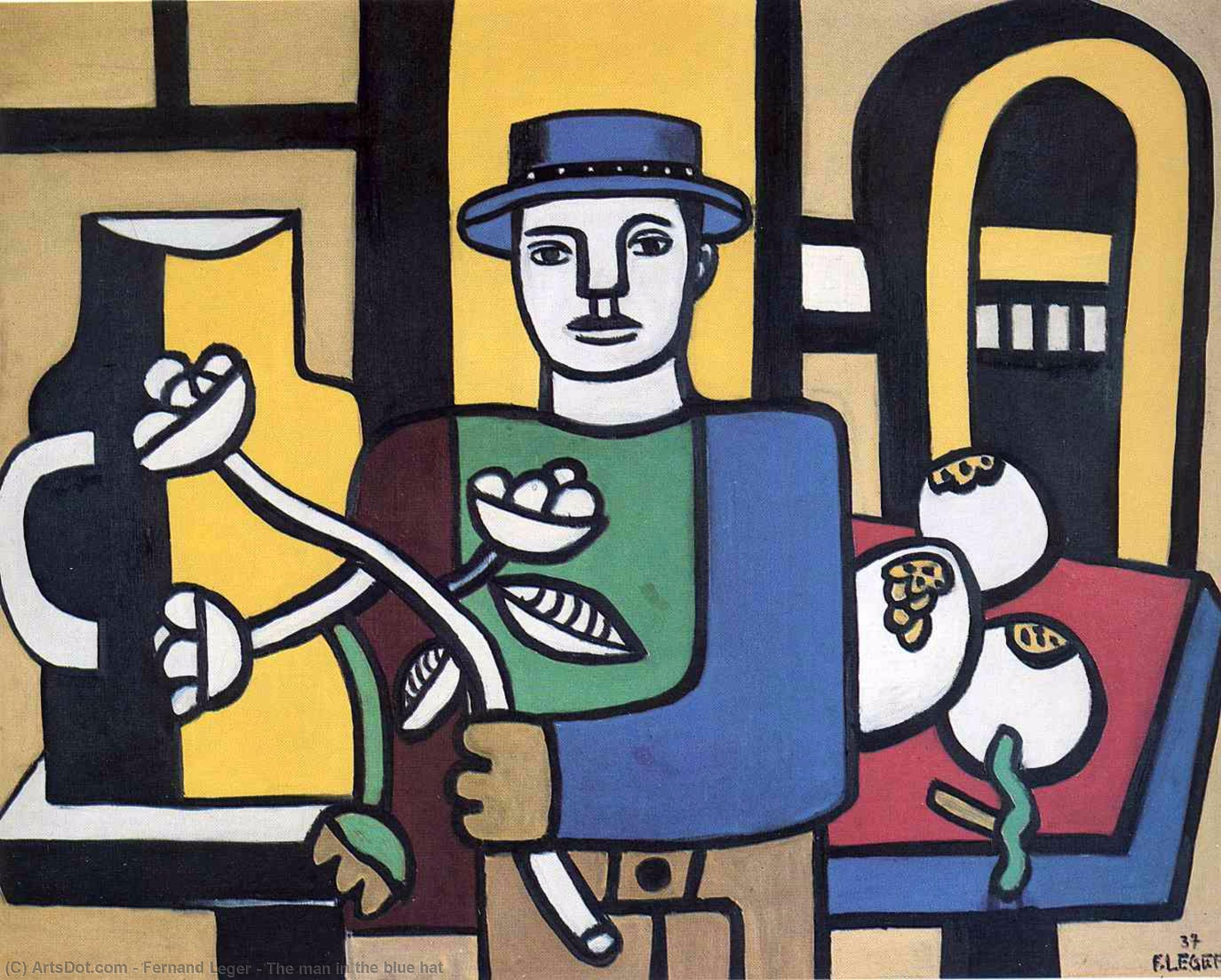 WikiOO.org - 백과 사전 - 회화, 삽화 Fernand Leger - The man in the blue hat