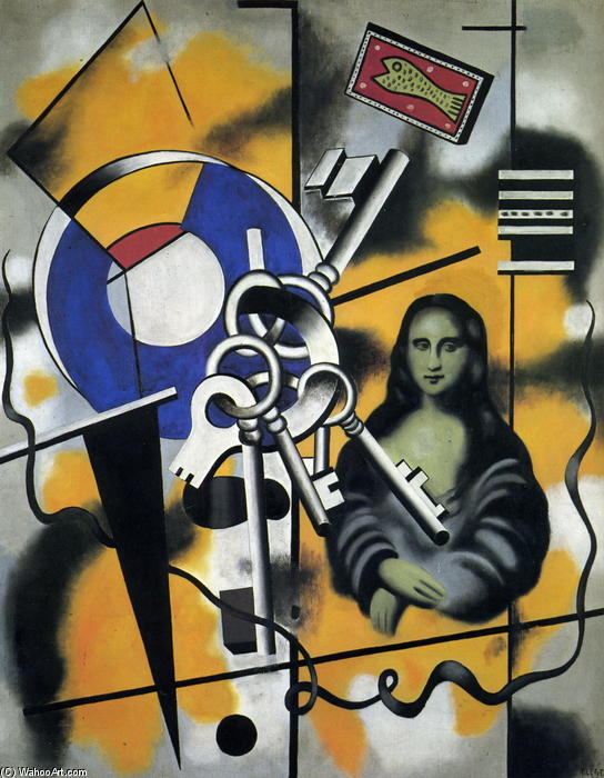 Wikoo.org - موسوعة الفنون الجميلة - اللوحة، العمل الفني Fernand Leger - Mona Lisa with the keys