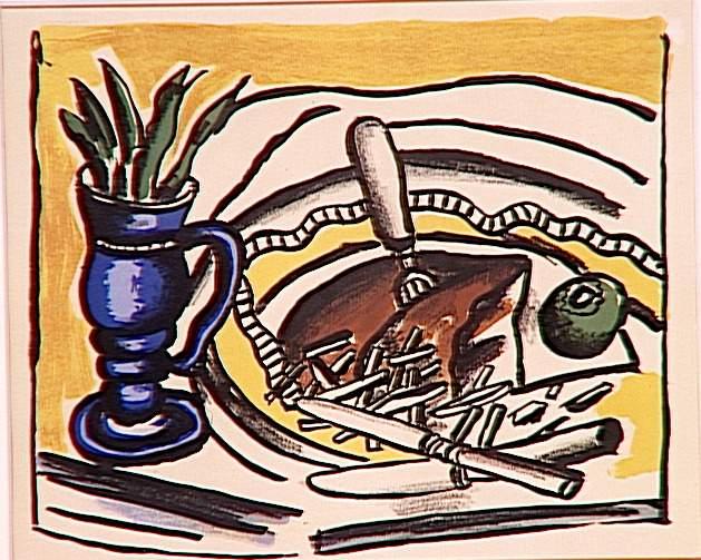 WikiOO.org - Encyclopedia of Fine Arts - Maľba, Artwork Fernand Leger - Still Life with Blue Vase (the roosbeef)