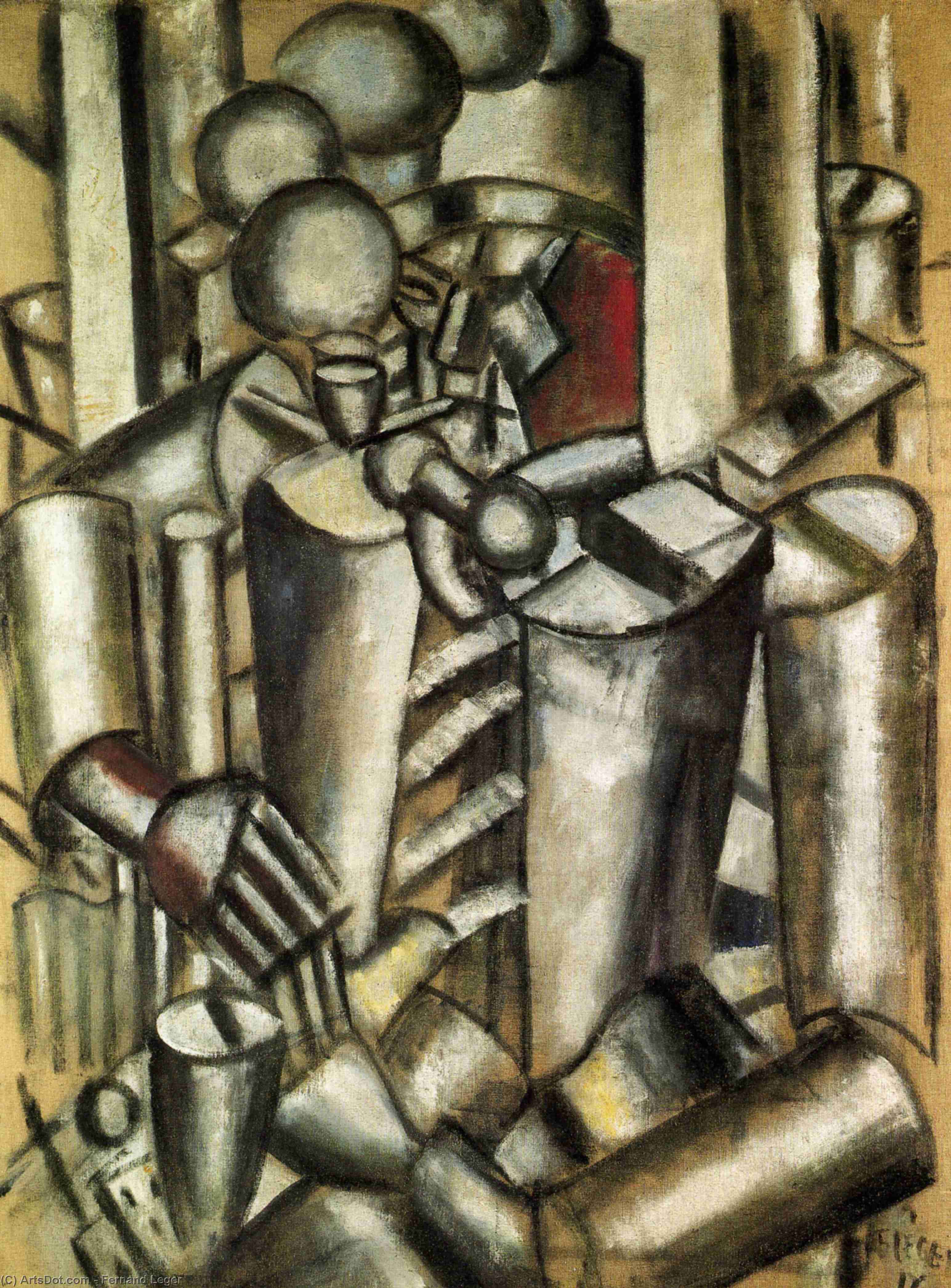 WikiOO.org - Encyclopedia of Fine Arts - Maleri, Artwork Fernand Leger - Soldier with a pipe
